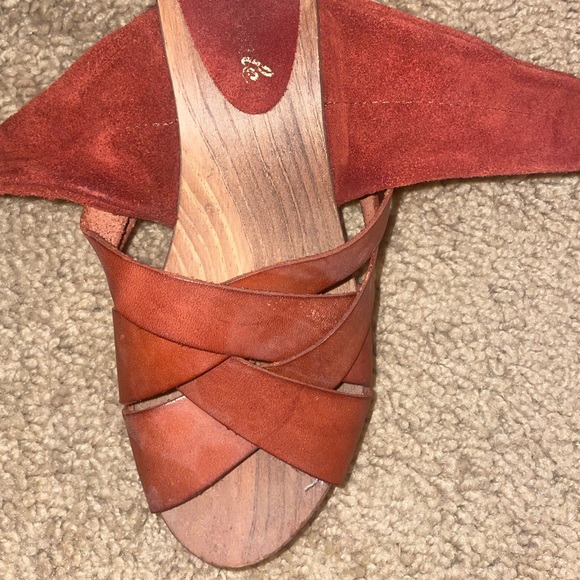 Free People Emmy Wooden Suede Wrap Clog Brown Leather - Picture 8 of 8